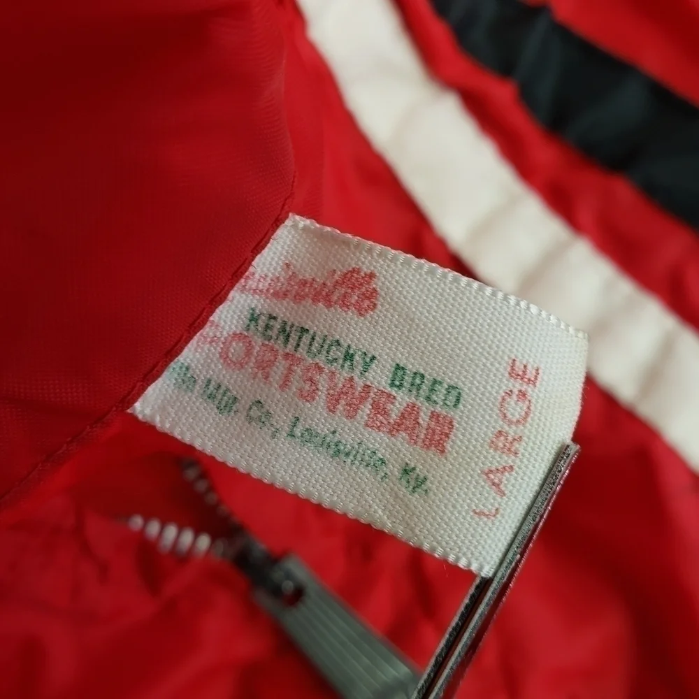 VINTAGE IH International Harvester Unlined Windbreaker Red White Black Stains L